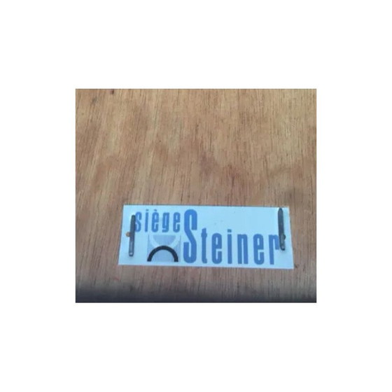 Image 1 of Paar vintage metalen en houten nachtkastjes van Pierre Gariche voor Steiner