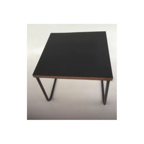 Image 1 of Paar vintage metalen en houten nachtkastjes van Pierre Gariche voor Steiner