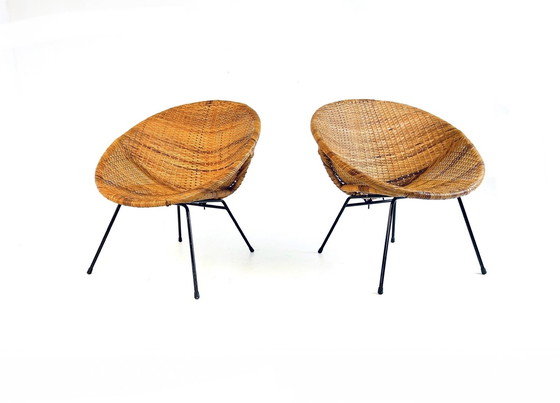 Image 1 of 2X Rieten Wicker Fauteuils