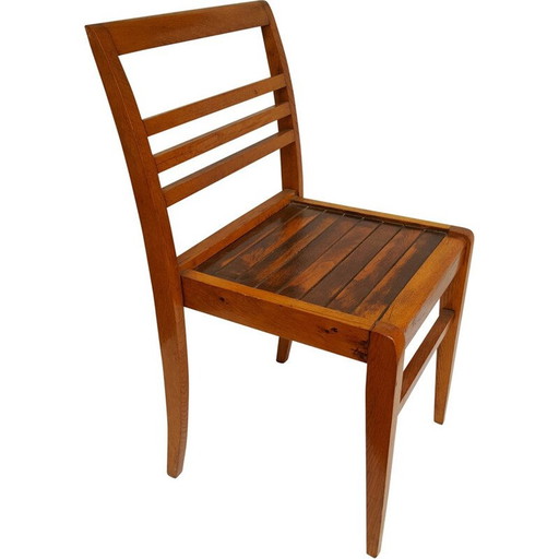 Paar eikenhouten eetkamerstoelen, René GABRIEL - jaren 1940