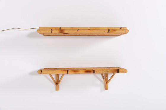 Image 1 of Paar oude wandplanken van bamboe en riet