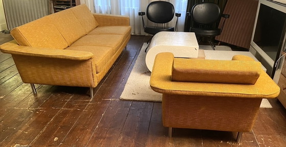Image 1 of Vintage 3-zitsbank + fauteuil
