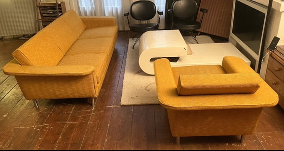 Image 1 of Vintage 3-zitsbank + fauteuil