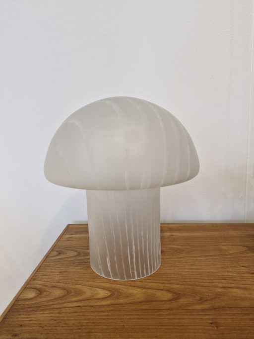 Vintage Mushroom Tafellamp Glas Wit Jaren 70