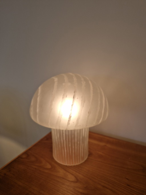 Vintage Mushroom Tafellamp Glas Wit Jaren 70