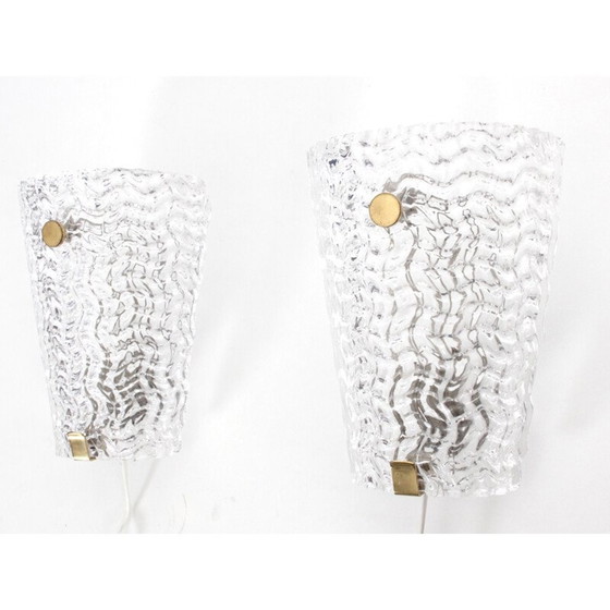 Image 1 of Paar vintage scandinavische kristallen wandlampen