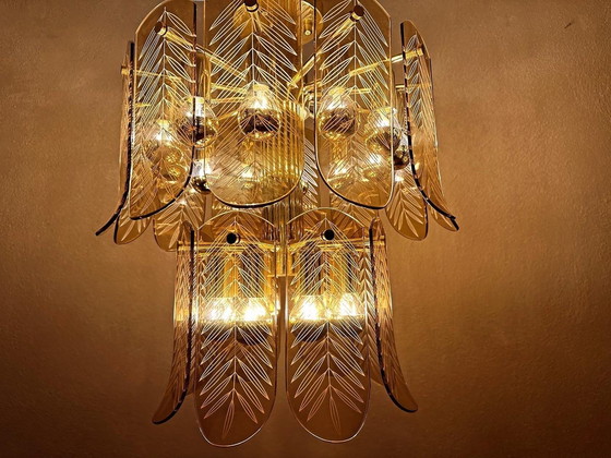 Image 1 of Vintage Smoked Leaves Plafondlamp