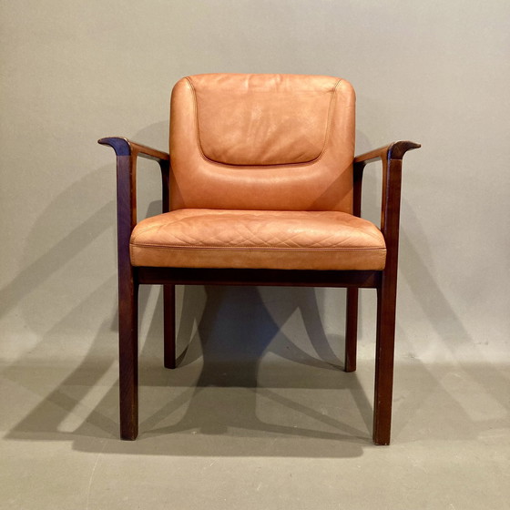 Image 1 of Suite van 6 leren fauteuils "Design 1960".