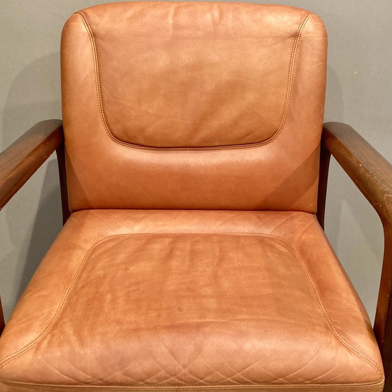 Image 1 of Suite van 6 leren fauteuils "Design 1960".