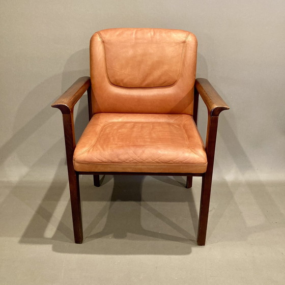 Image 1 of Suite van 6 leren fauteuils "Design 1960".