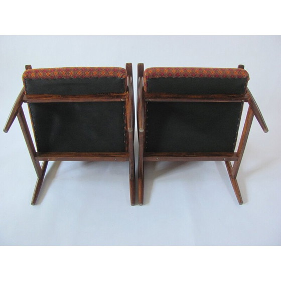 Image 1 of Paar vintage fauteuils met bloemmotieven, Tsjechië 1960