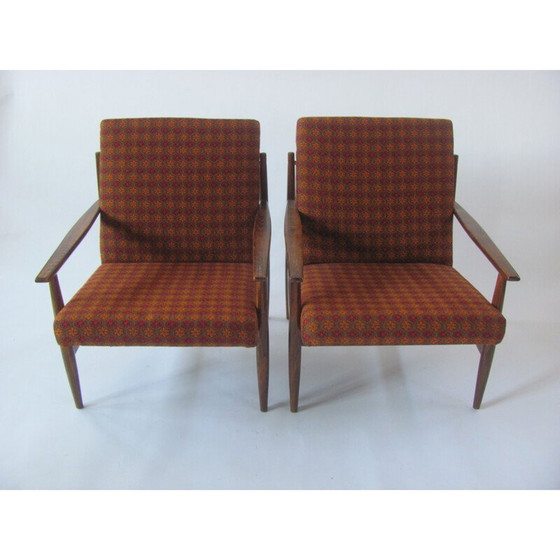 Image 1 of Paar vintage fauteuils met bloemmotieven, Tsjechië 1960