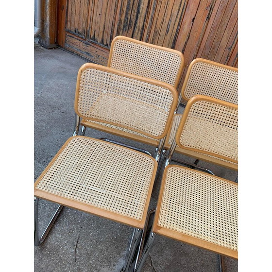 Image 1 of Set van 4 mid-century Italiaanse B32 Cesca stoelen van Marcel Breuer, 1970