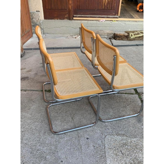 Image 1 of Set van 4 mid-century Italiaanse B32 Cesca stoelen van Marcel Breuer, 1970