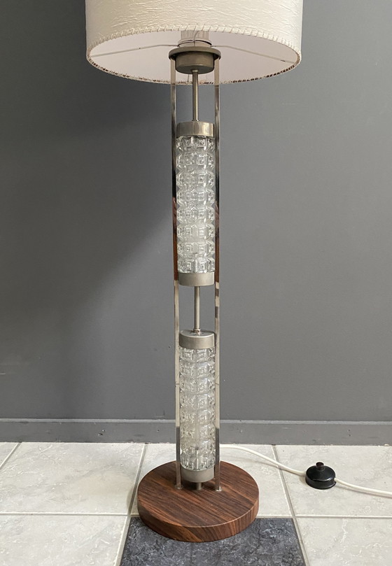 Image 1 of Vloerlamp met Glas voet en zijden kap van Richard Essig voor Besigheim, jaren 70