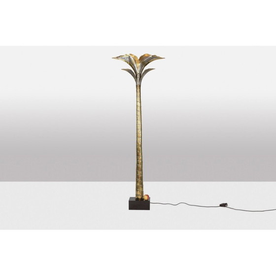 Vintage vloerlamp in goud en zilver messing die een palmboom voorstelt door Henri Fernandez voor Maison (photo 7 of 8)