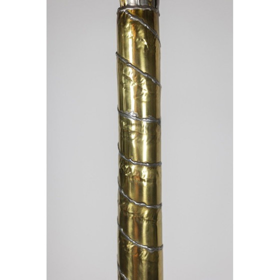 Vintage vloerlamp in goud en zilver messing die een palmboom voorstelt door Henri Fernandez voor Maison (photo 6 of 8)