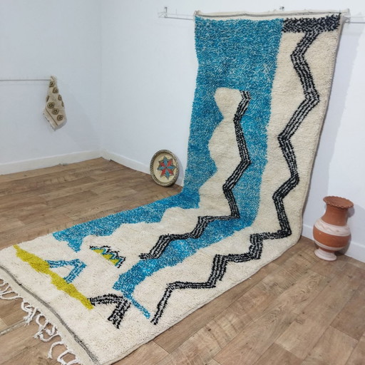 Tapis De Couloir Marocain Berbère En Laine Pure - Moroccan Berber Wool Hallway Rug