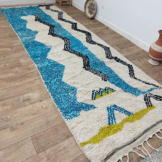 Image 1 of Tapis De Couloir Marocain Berbère En Laine Pure - Moroccan Berber Wool Hallway Rug