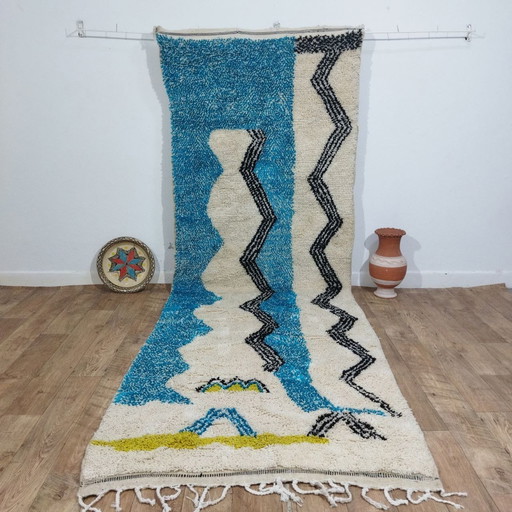 Tapis De Couloir Marocain Berbère En Laine Pure - Moroccan Berber Wool Hallway Rug