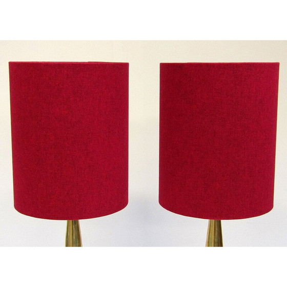 Image 1 of Paar vintage gouden tafellampen "Orient" van Jo Hammerborg voor Fog en Morup, 1975