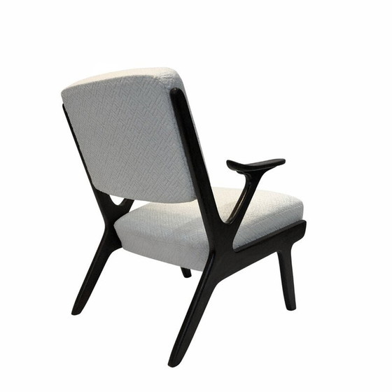 Image 1 of Vintage fauteuil in hout en Dedar stof, jaren 1950