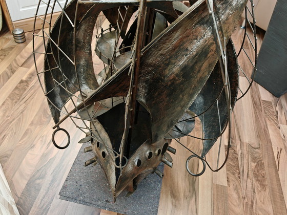 Image 1 of Sculptuur 4 masten zeilschip metaal, uniek stuk, enig in zijn soort