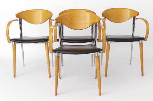 4 Vintage stoelen 1980, van Capdell, Spanje, Model: Paco, Stapelbaar