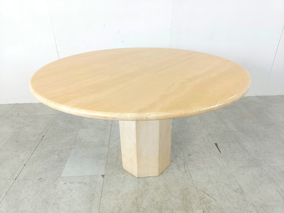 Image 1 of Italiaanse travertin eettafel rond