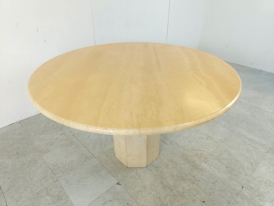 Image 1 of Italiaanse travertin eettafel rond