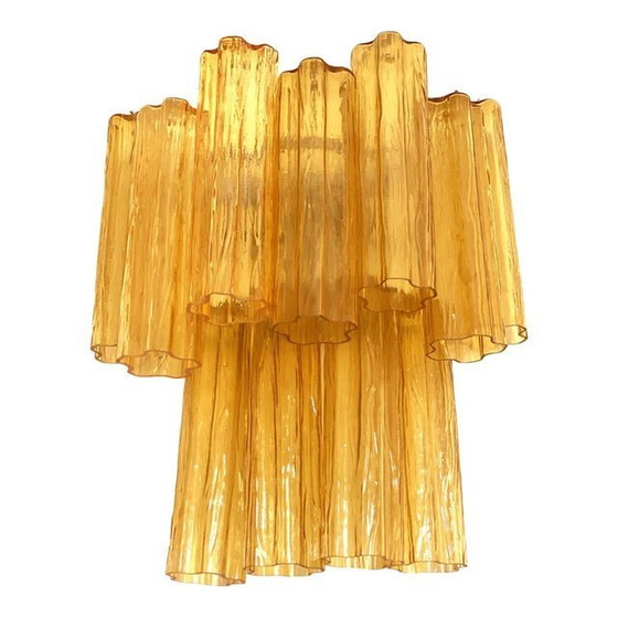 Image 1 of Eigentijdse amberkleurige wandlamp "Tronchi" in Venini-stijl