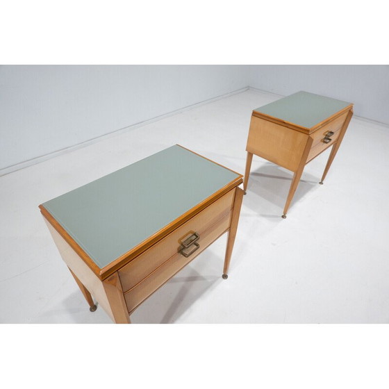 Image 1 of Paar mid-century houten nachtkastjes, Italië 1960