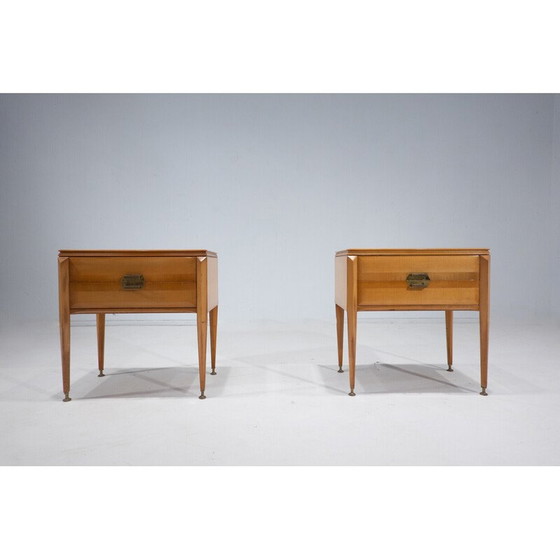 Image 1 of Paar mid-century houten nachtkastjes, Italië 1960