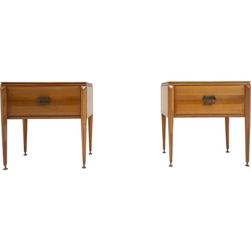 Paar mid-century houten nachtkastjes, Italië 1960