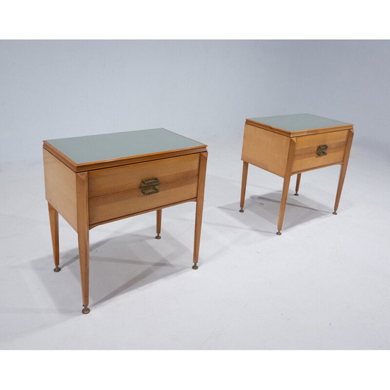 Image 1 of Paar mid-century houten nachtkastjes, Italië 1960