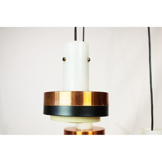 Image 1 of Vintage koper en palissander hanglamp, jaren 1960