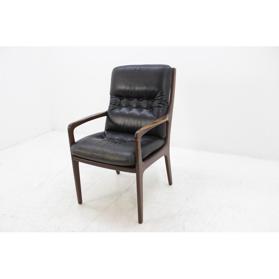 Image 1 of Vintage deense zwarte fauteuil in leer - jaren 1960