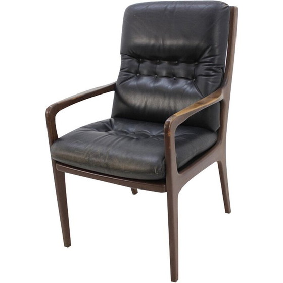 Image 1 of Vintage deense zwarte fauteuil in leer - jaren 1960