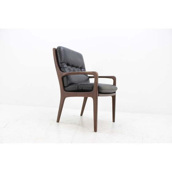 Image 1 of Vintage deense zwarte fauteuil in leer - jaren 1960