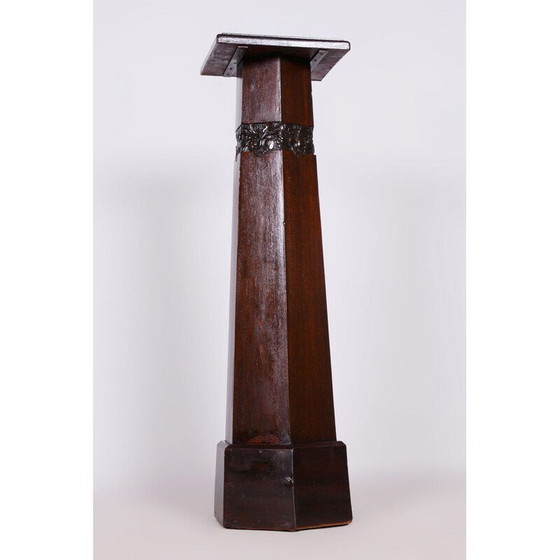 Image 1 of Vintage Art Deco eiken sokkel, Tsjecho-Slowakije 1920