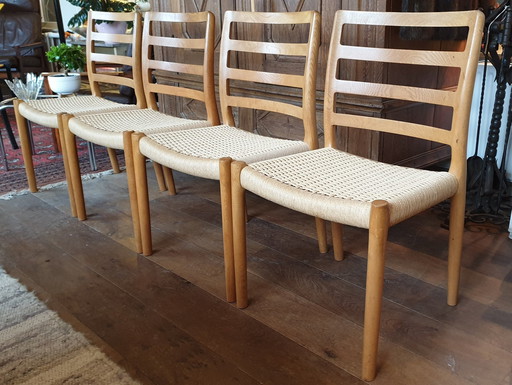 Comfi Dining Chairs Model 85 N.O. Möller Blond Oak & Papercord In Good Condition 