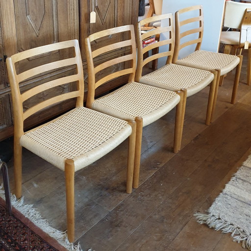 Comfi Dining Chairs Model 85 N.O. Möller Blond Oak & Papercord In Good Condition 