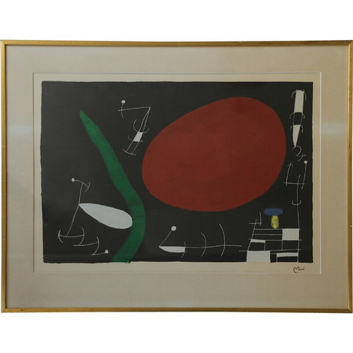 Vintage zon en schitteringen schilderij van Joan Miró, 1960