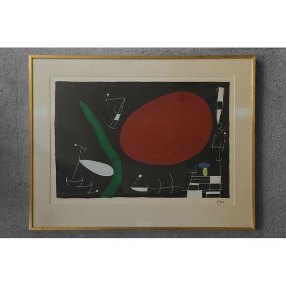 Image 1 of Vintage zon en schitteringen schilderij van Joan Miró, 1960