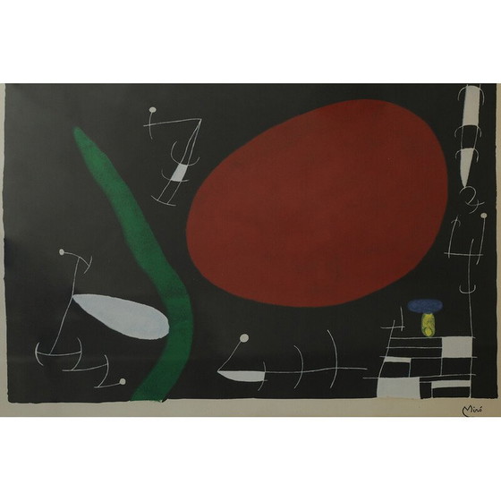 Image 1 of Vintage zon en schitteringen schilderij van Joan Miró, 1960