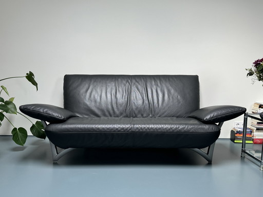 2x Rolf Benz Sofa 1900 Zwart leren bank