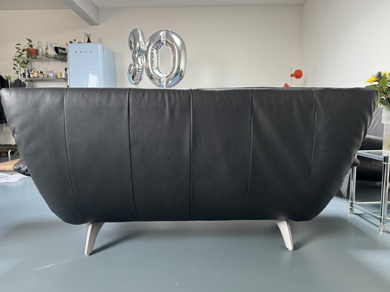 Image 1 of 2x Rolf Benz Sofa 1900 Zwart leren bank