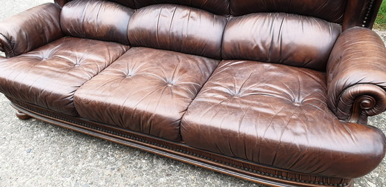 Image 1 of Vintage Klassiek Leder Chesterfield Bank