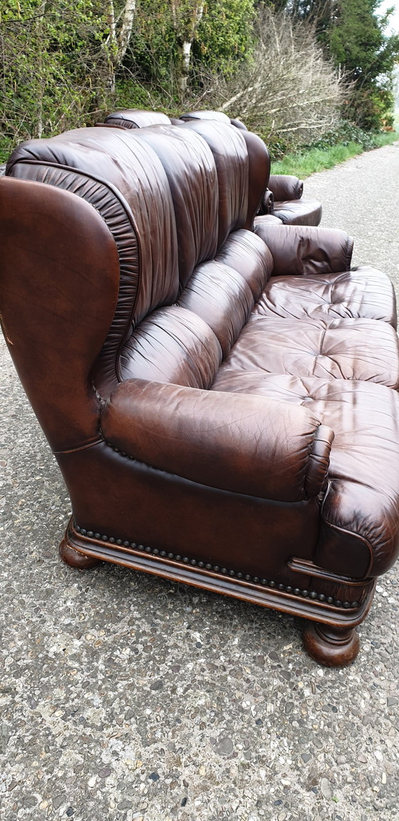 Image 1 of Vintage Klassiek Leder Chesterfield Bank