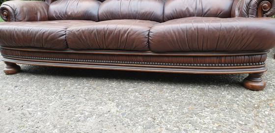 Image 1 of Vintage Klassiek Leder Chesterfield Bank